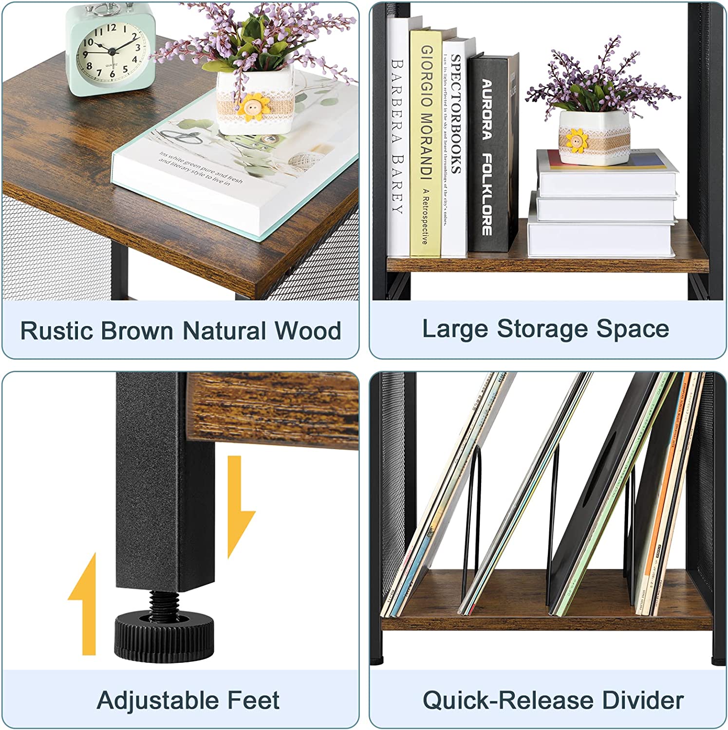 Oumilen Indoor Modern Adjustable, Multifunction Wood Rectangle End Table, Rustic Brown