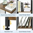 thumbnail image 3 of Oumilen Indoor Modern Adjustable, Multifunction Wood Rectangle End Table, Rustic Brown, 3 of 7