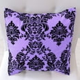 thumbnail image 2 of Flocked Damask Decorative Throw Pillow/Sham Cushion Cover Black on Lavender, 2 of 2