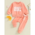 thumbnail image 2 of Bagilaanoe 2PCS Baby Girl Pants Set Toddler Letter Print Long Sleeve Sweatshirt Tops + Sweatpants 3M 6M 12M 18M 24M 3T Kids Casual Sweatsuits, 2 of 9