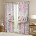 thumbnail image 2 of Castle Fairy Pink Christmas Snowflake Boy Girl Curtains Pack Of 2 (42X84 Each),Geometric Stripes Curtains Blackout,Xmas Festival Theme Bedroom Curtains,Super Cozy Room Decor, 2 of 6