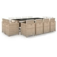 thumbnail image 1 of vidaXL 13 Piece Outdoor Dining Set with Cushions Poly Rattan Beige, 1 of 5