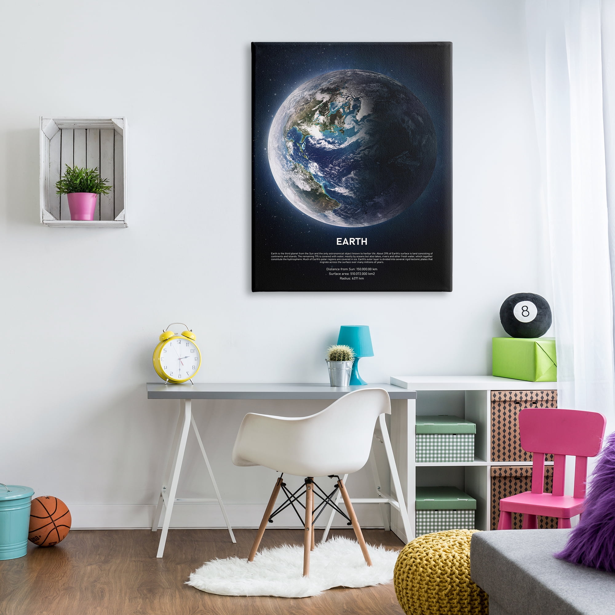 Stupell Industries Planet Earth Infographic Milk Way Outer Space Facts, 36 x 48, Designed by Design Fabrikken