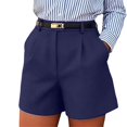 thumbnail image 5 of Dpjklzsn Women's High-Waisted Tailored Shorts, Side Pockets, Belt-loop Waist, Pleated Front for Work, Travel and Dressy Casual Outfits, 5 of 5