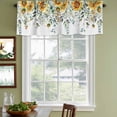 thumbnail image 3 of Sunflowers Curtain Valances for Windows, Kitchen Valance Window Treatments Panel 2 Pack, Eucalyptus Leaves Spring Floral Summer Botancial Rod Pocket Short Curtains for Bathroom Bedroom 60 x 18 Inch, 3 of 8