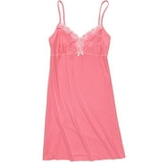 Women's Plus Bow-and-Lace Solid Chemise