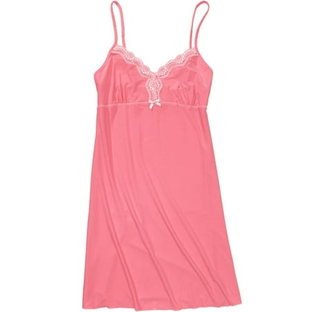 Women's Plus Bow-and-Lace Solid Chemise