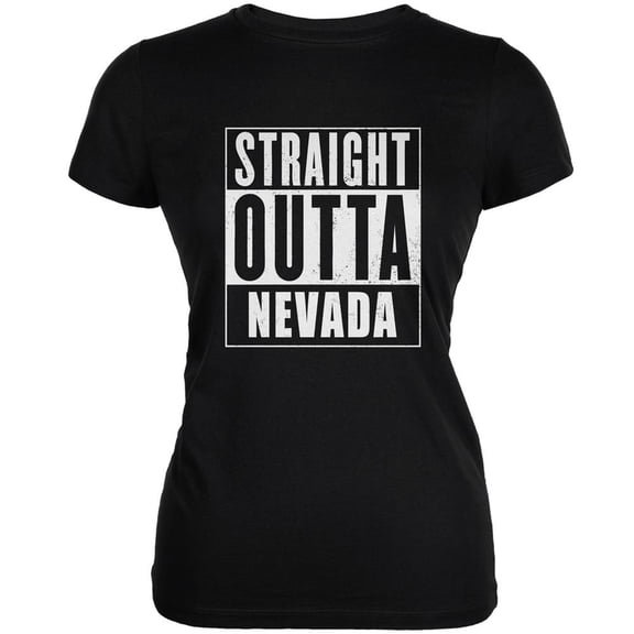 Straight Outta Nevada Black Juniors Soft T-Shirt - Large