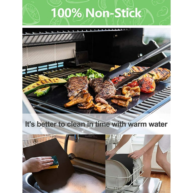 Cribun Grill Sergeant BBQ Mat Set Non Stick Grill Mats Heat Resistant and BPA Free Reusable Grill Mats Compatible with Propane Natural Gas