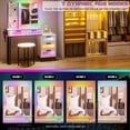 thumbnail image 3 of Gurexl RGB Makeup Vanity Table Set with Wireless Charging, LED Lights, USB Ports, White, 3 of 8