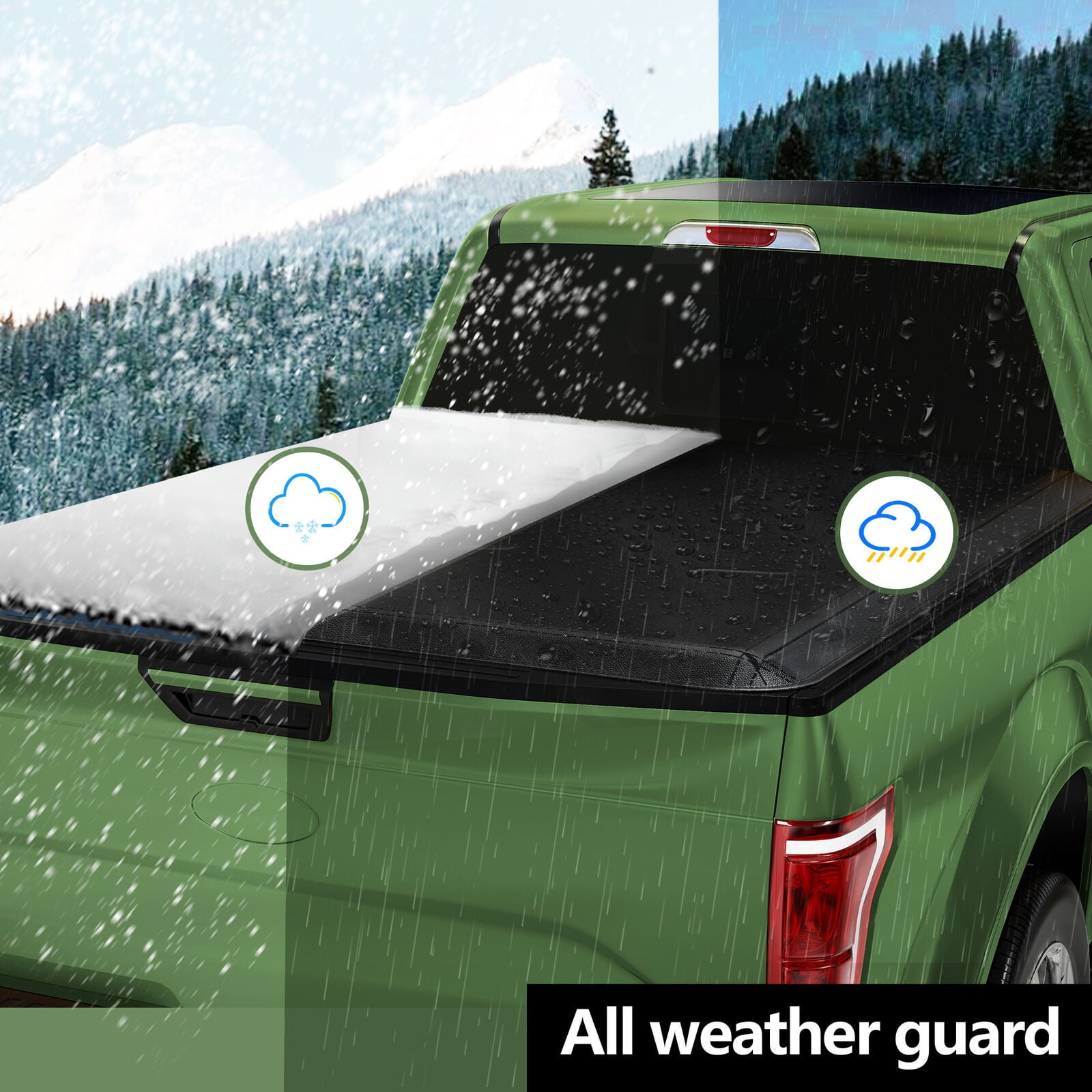 RVNI 4.5 Feet Soft Tri-fold Truck Bed Tonneau Cover for 2022 2023 2024 Ford Maverick with Led Lamp Waterproof