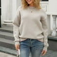 thumbnail image 7 of Women's Long Sleeve Round Neck Pullover Sweater Knit Cardigan With Back Bow Tie Detail Fashion Sweater Tops, 7 of 7
