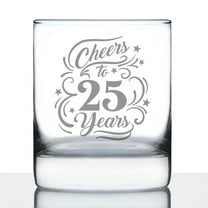Bevvee Whiskey Rocks Glass 10.25 oz Cheers 25 Years 25th Anniversary Gifts Glassware & Drinkware