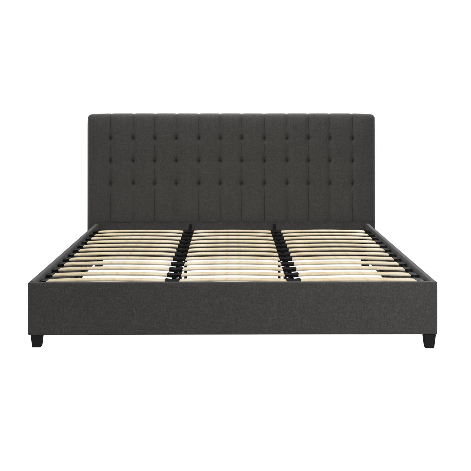 DHP Emily Upholstered Bed, Gray Linen, King