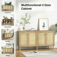 thumbnail image 3 of Eumyviv Rattan Storage Cabinet with 4 Doors, Mid-Century Accent Sideboard Cabinets, Herringbone Buffets Storage Credenzas for Bedroom Living Room, Oak H0142, 3 of 9