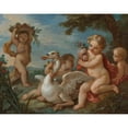 thumbnail image 3 of Charles-Joseph Natoire 14x12 Black Modern Framed Museum Art Print Titled - Putti Adorning a Swan with a Garland of Flowers (1760), 3 of 5