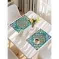 thumbnail image 5 of Green Boho Placemats Set of 4, Shabby Vintage Ethnic Abstract Floral Art Placemats for Dining Table, Place Mats for Kitchen Tabletop, Waterproof Wipeable Dining Table Mats Set, 5 of 9