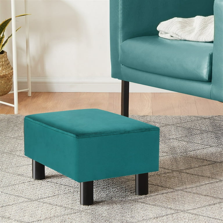 Homebeez Small Footstool Ottoman,Modern Rectangle Chair Foot Rest Foot Step  Stool,Blue 