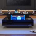 thumbnail image 2 of Noble House 35.4" High-Gloss Coffee Table,LED Lit with 2 Drawers,Black, 2 of 10