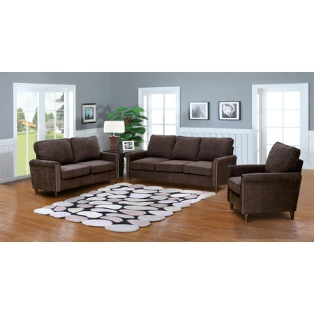 Forrest 3 Pc Umber Linen Modern Living Room Nail Head Sofa Set Forrest 3 Pc Umber Linen Modern Living Room Nail Head Sofa Set