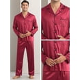 thumbnail image 4 of DARING DIVA Men's 2-Piece Homewear Button Down Long Sleeve Shirt L Burgundy, 4 of 6
