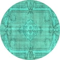 thumbnail image 1 of Ahgly Company Indoor Round Abstract Turquoise Blue Contemporary Area Rugs, 6' Round, 1 of 4