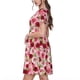 thumbnail image 2 of Easygdp Rose Flowers para Vestido Transpirable de Mujer, Vestido Suelto de Manga Corta con Pliegues y Bolsillos para el Verano, 2 of 6
