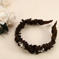 thumbnail image 5 of Unique Bargains Rhinestone Pleated Headband Faux Pearl Headband Women Hairband Brown, 5 of 7