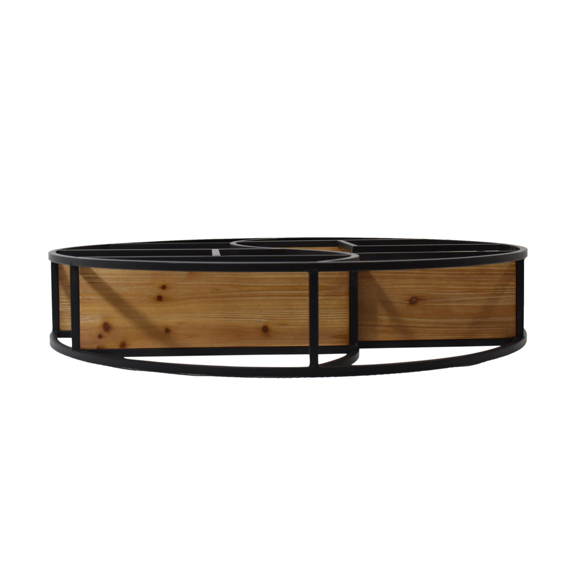 Noble House 34.25" Brown and Black Contemporary Round Hanging Wall Shelf