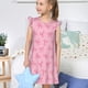 thumbnail image 4 of Fotbe Pink Bows Vestido de Dormir para Niñas de 3 a 10 Años, Mangas Cortas, Estilo Princesa, Pijama Camisón con Mangas Voladas-Large, 4 of 6