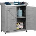 thumbnail image 6 of Outdoor Potting Bench with Storage Cabinet and Metal Top, Wood Workstation for Outdoor Patio, Garden (Classic Grey, 31.5x17x39‘’), 6 of 14
