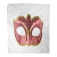 thumbnail image 1 of ASHLEIGH Flannel Throw Blanket Venice Pink Venetian Carnival Mask Front View Bright Celebration Soft for Bed Sofa and Couch 50x60 Inches, 1 of 1