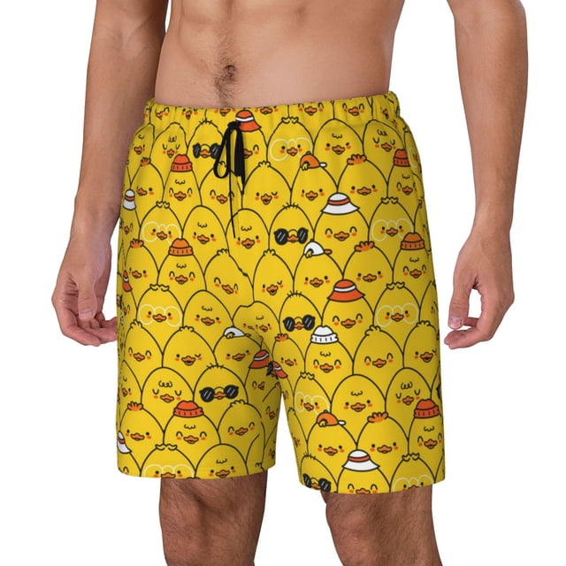 Fotbe Cute Funny Chicken Traje de Baño para Hombre – Shorts de Natación de Secado Rápido con Forro y Bolsillos-Small