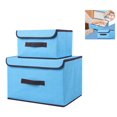 thumbnail image 1 of Storage Boxes, [3-Pack] Large Linen Fabric Foldable Storage Cubes Bin Box Containers Storage Bins with Lid and Handles for Nursery, Closet, Bedroom, Home - Blue, 1 of 8