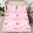 thumbnail image 2 of Homewish Pink White Heart Princess Cartoon King 4 Piece Reversible Bed Sheet Set for Girls, 2 of 7