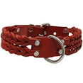 thumbnail image 2 of Double Braid Red Genuine Leather Dog Collar Braided 1.5" Wide, Fits 16"-20" Neck, Medium, 2 of 3