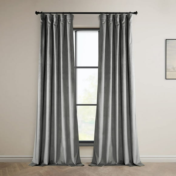 HPD Half Price Drapes VPYC-161213-96 Plush Velvet Curtain (1 Panel), 50 X 96, Destiny Grey
