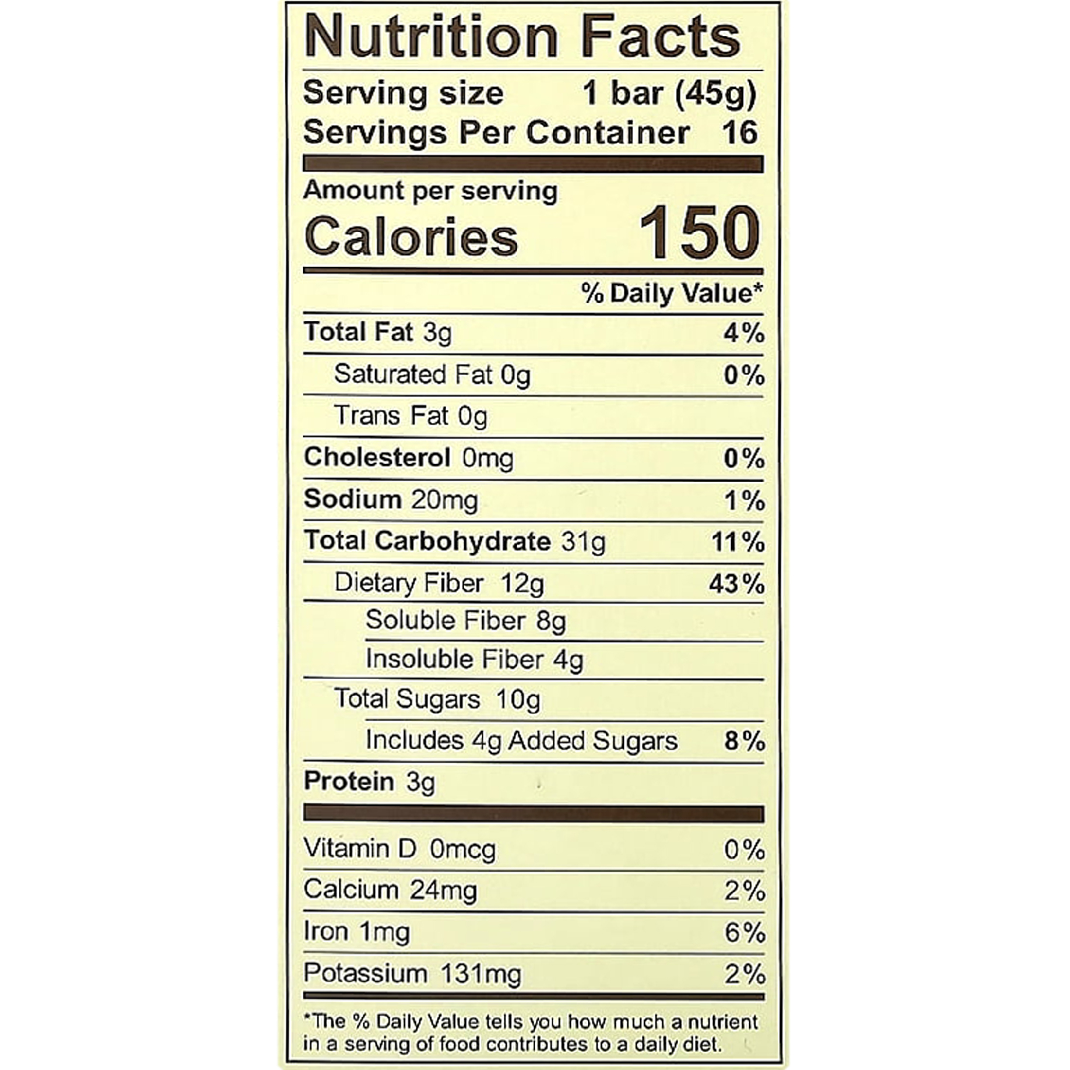NuGo Fiber d'Lish Cinnamon Raisin, 12g High Fiber, Vegan, 16 Count