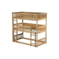 thumbnail image 4 of Bellemave Rubber Wood Triple Bunk Bed Twin over Twin over Twin Bunk Bed Frame with Fence-shaped Guardrails and Ladders Detachable Bunk Bed Convertible 3 Bunk Bed for Teens, White Oak, 4 of 10