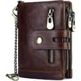 thumbnail image 1 of Durable RFID Blocking Bifold Men's Leather Wallet with Chain, 1 of 6