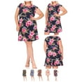 thumbnail image 6 of Women's Plus Size Floral Flared A Line Swing Dresses Short Sleeve Belted, 6 of 6