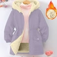 thumbnail image 6 of Girls Winter Jacket with Hood, Sherpa Fleece Lined Heavyweight Long Parka Coat with Pockets Full-zip Snow Outerwear (9 Years, Purple), 6 of 7