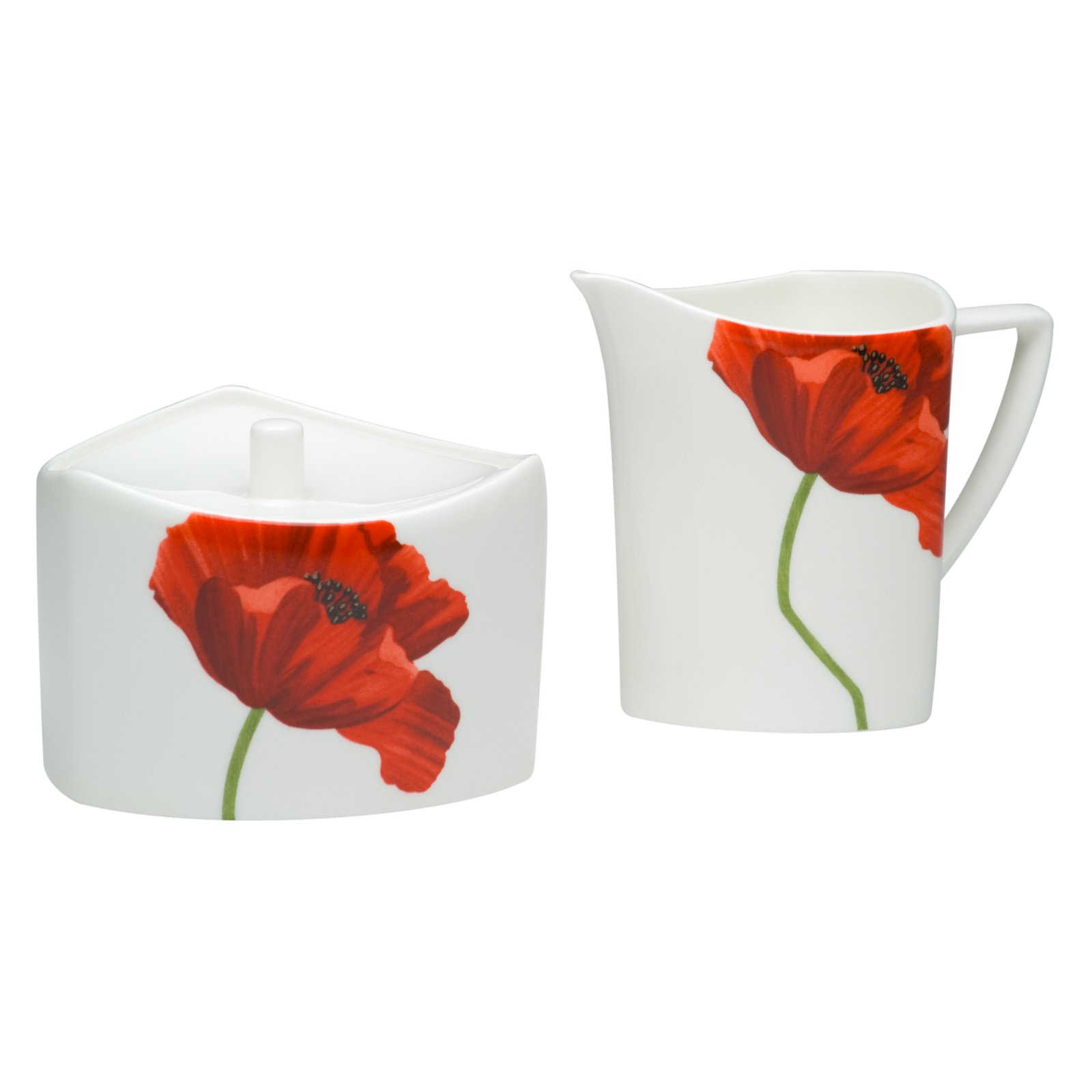 Red Vanilla Summer Sun Covered Sugar and Creamer Set