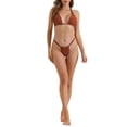 thumbnail image 2 of Conjuntos de bikini de halter para mujer INSPIRE CHIC de 2 piezas con lazo doble en la parte posterior, parte inferior triangular, trajes de baño, pequeño, color café, 2 of 5