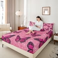 thumbnail image 4 of Feelyou Romantic Butterfly Animal Full Size Sheets, Pink Bling Stars Bed Sheets, Modern Fashion Style Sheet Sets, Lightweight Room Decor, 4 Pieces, 4 of 7