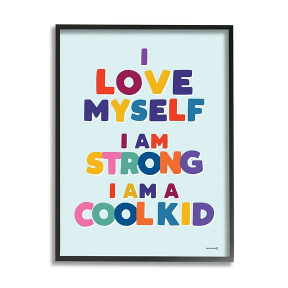 Stupell Industries Kid's Self-Esteem Phrases Inspirational Painting Black Framed Art Print Wall Art, 11 x 14