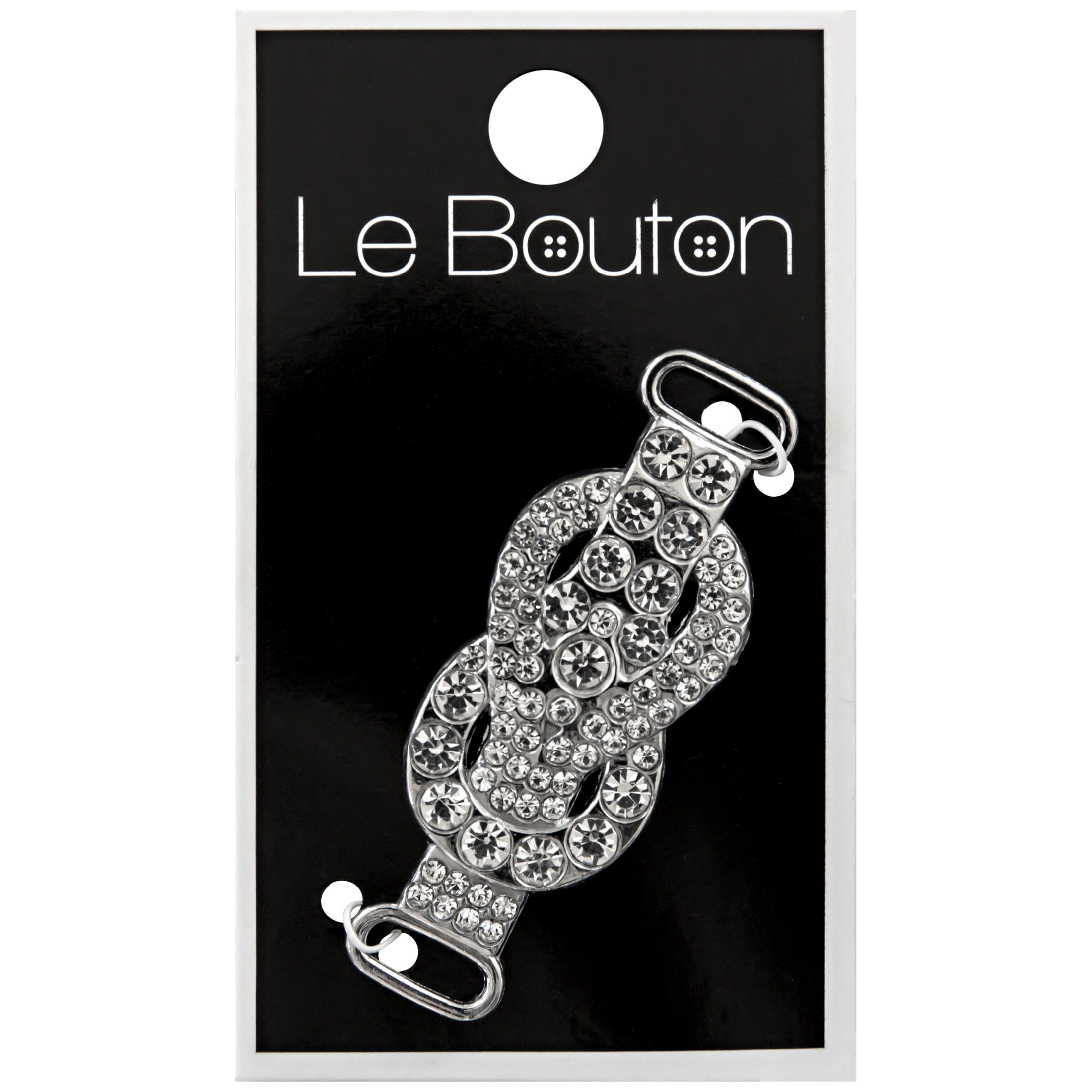 Le Bouton Silver Rhinestone 2 1/8" Double Slide