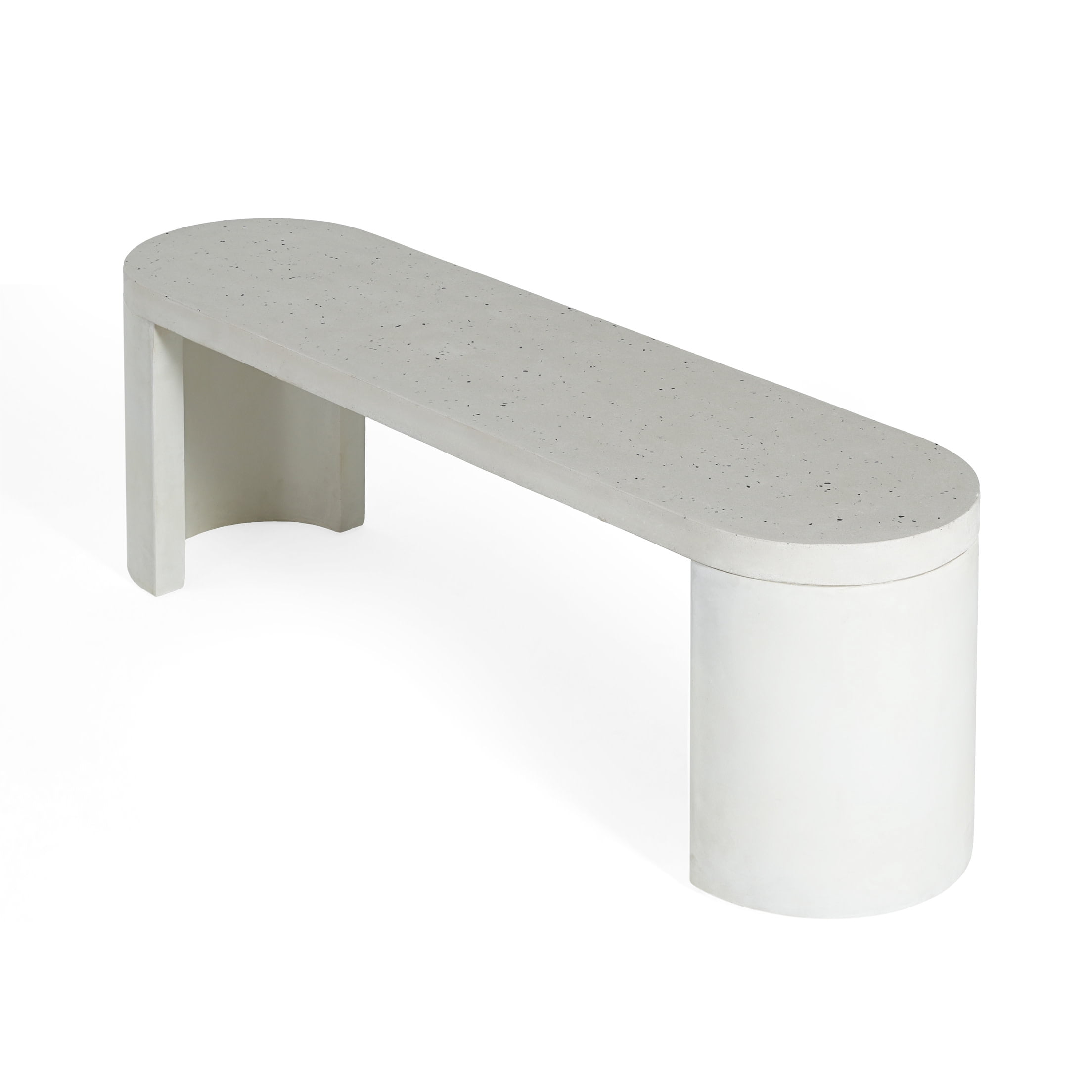 Christopher Knight Home Oval 60" Modern Outdoor Concrete Dining Bench, Seats 2-3, White Terrazzo Finish