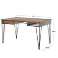 thumbnail image 3 of DecMode 51" x 29" Black Metal Double Sided Desk with Brown Wooden Tabletop and Drawers, 1-Piece, 3 of 12