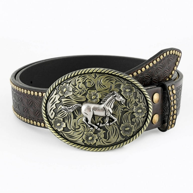 Western Punk Rock Belt with Bull Buckle PU Leather Adjustable Unisex Style SXcggal Western Cowboy Belt Bull Head Big Buckle Trend Retro  main image 3